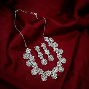 ARNAS WHITE AMERICAN DIAMOND NANO SETTINGS DESIGNER NECKLACE SET