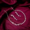 ARNAS SILVER TONED AMERICAN DIAMOND DANGLER-EARRINGS SIMPLE SLICK NECKLACE SET