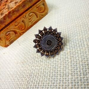 1 PC SIMPLE SILVER GOLDEN DUALTONE RING