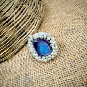 1 PC AGATE STONE GAJRA SILVER FINGER RING