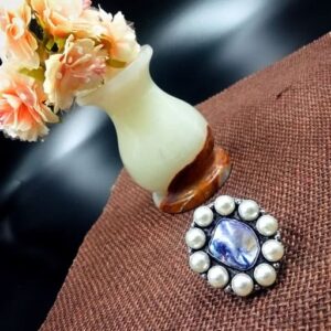 1 PC MOTHER OF PEARL SILVER FINGER RING