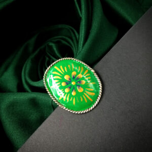 1 PC GREEN GOLDEN BLUE HAND PAINTED SILVER FINGER RING