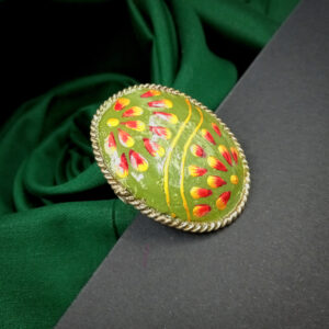1 PC OLIVE GOLDEN RED HAND PAINTED SILVER FINGER RING