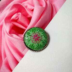 1 PC LIGHT GREEN DARK GREEN DARK PINK HAND PAINTED SILVER FINGER RING