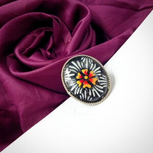 1 PC BLACK WHITE GOLDEN RED HAND PAINTED SILVER FINGER RING