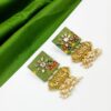 FABRICJ0006- ARNAS 1 PAIR OF HANDMADE PARROT GREEN FABRIC EARRINGS