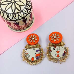 FABRICJ0011- ARNAS 1 PAIR OF HANDMADE MULTICOLORED FABRIC EARRINGS