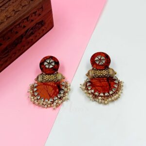 FABRICJ0012- ARNAS 1 PAIR OF HANDMADE DESIGNER FABRIC EARRINGS