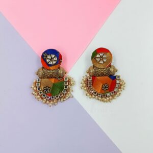 FABRICJ0013- ARNAS 1 PAIR OF HANDMADE MAROON FABRIC EARRINGS