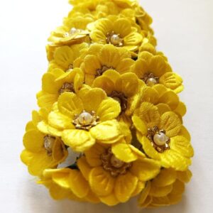 FLOWER0022- 12 PCs YELLOW FABRIC FLOWER