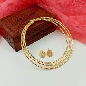 ARNAS MATT GOLD BRASS-PLATED HASLI NECKLACE & EAR RING SET