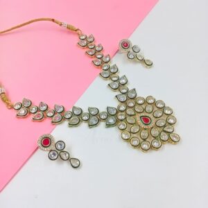 KUNDANSET0004- ARNAS DESIGNER LAYER PREMIUM QUALITY POLKI KUNDAN NECKLACE EAR RINGS COMBO