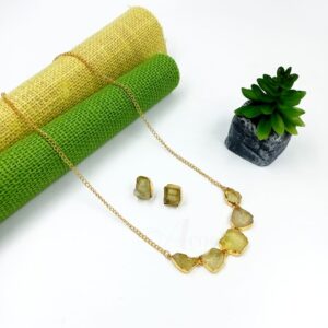 ARNAS MATT GOLD BRASS-PLATED DESIGNER MOTIF WITH UNCUT ORIGINAL STONE JEWELLERY SET