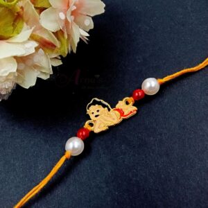 ARNAS 1 PC SHREE HANUMAN MOTIF GOLDEN CHARMS DESIGNER RAKHI