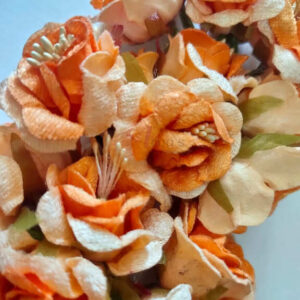 FLOWER0043- 12 PCs PACK OF ORANGE FABRIC FLOWER