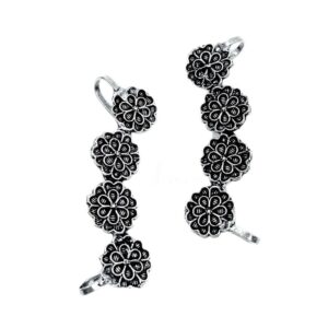 1 PAIR OF SILVER DESIGNER MOTIVE EARRING CUP SET