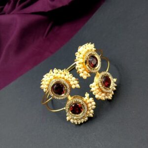 BRACELET0010- ARNAS 1 PC BRASS GOLDEN ORIGINAL UNCUT STONE PEARL GAJRA BRACELET