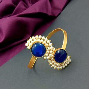 BRACELET0013- ARNAS 1 PC BRASS GOLDEN ORIGINAL UNCUT STONE PEARL GAJRA BRACELET