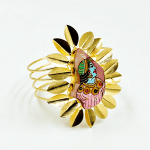 ARNAS 1 PC BRASS GOLDEN WITH KRISHNA MOTIF TANJORE PAINTING HANDMADE BRACELET