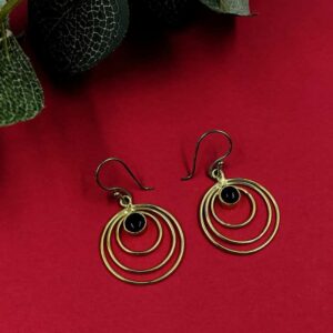 ARNAS 1 PAIR GOLDEN BRASS METAL SPIRAL ROUND MOTIVE EARRING