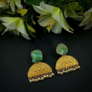 ARNAS 1 PAIR PACK OF GOLDEN BRASS METAL WITH MOP DESIGNER MOTIVE EARRING