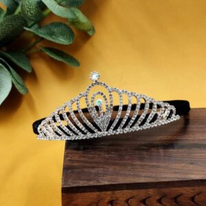 ARNAS 1 PC SILVER WITH LOOK ALIKE PEARL 5 X 5.5 INCH CROWN HAIRBAND