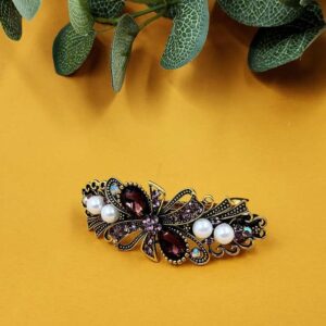 ARNAS 1 PC LOOK ALIKE PEARL WITH COPPER METAL DESIGNER MOTIF HAIR CLIP