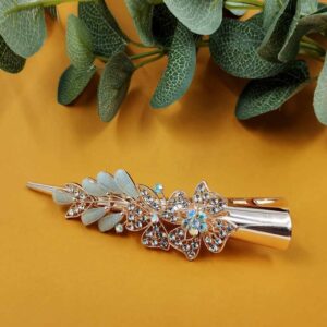 ARNAS 1 PC CRYSTAL STONE WITH COPPER METAL FLORAL MOTIF HAIR CLIP