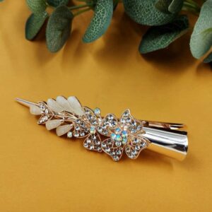 ARNAS 1 PC CRYSTAL STONE WITH COPPER METAL FLORAL MOTIF HAIR CLIP