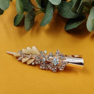 ARNAS 1 PC CRYSTAL STONE WITH COPPER METAL FLORAL MOTIF HAIR CLIP