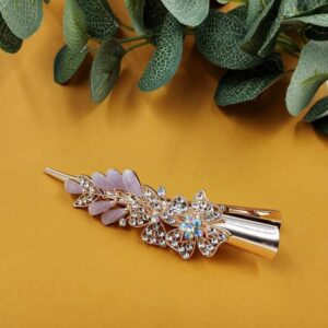 ARNAS 1 PC CRYSTAL STONE WITH COPPER METAL FLORAL MOTIF HAIR CLIP