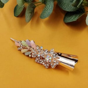 ARNAS 1 PC CRYSTAL STONE WITH COPPER METAL FLORAL MOTIF HAIR CLIP