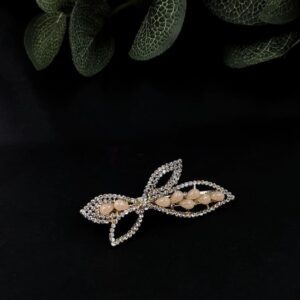 ARNAS 1 PC WHITE STONE WITH COPPER METAL DESIGNER MOTIF HAIR CLIP