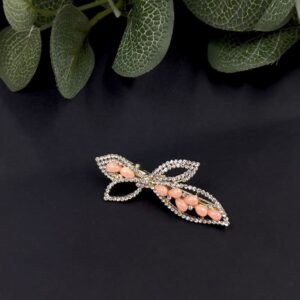 ARNAS 1 PC CRYSTAL STONE WITH COPPER METAL FLORAL MOTIF HAIR CLIP