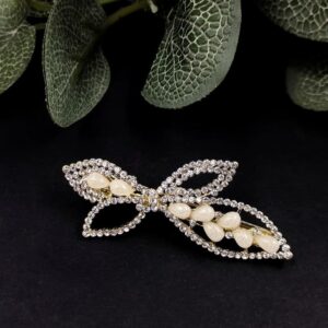 ARNAS 1 PC WHITE STONE WITH COPPER METAL DESIGNER MOTIF HAIR CLIP