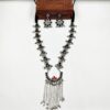 OXINECLASE0013- ARNAS HANDCRAFTED RED & BLACK MEENA WITH OXIDIZED GERMAN SILVER PENDENT JEWELLERY SET