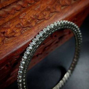 ARNAS 2 PAIR SILVER METAL WITH AD STONE DESIGNER KUNDAN MOTIVE BANGLES