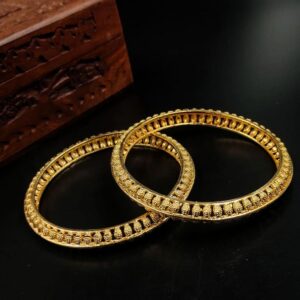 ARNAS 2 PAIR PACK OF GOLDEN IMITATION DESIGNER MOTIVE BANGLES