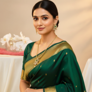 ADNECK0007- ARNAS GOLD PLATED EMERALD GREEN AMERICAN DIAMOND CHAIN-PENDENT NEKLACE SET