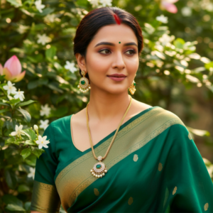 ADNECK0010- ARNAS GOLD PLATED EMERALD GREEN AMERICAN DIAMOND CHAIN PENDENT NEKLACE SET